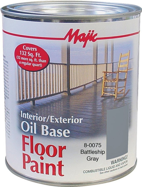 Majic Paints 8-0075-2 Floor Paint, Medium-Gloss, Battleship Gray, 1 qt Pail [SKU: ORG2148047]