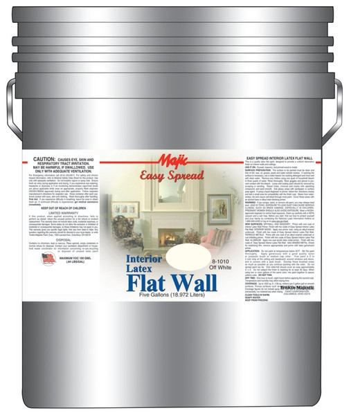 Majic Paints 8-1010-5 Interior Paint, Flat, Off-White, 5 gal, Pail, Latex Base [SKU: ORG1373729]
