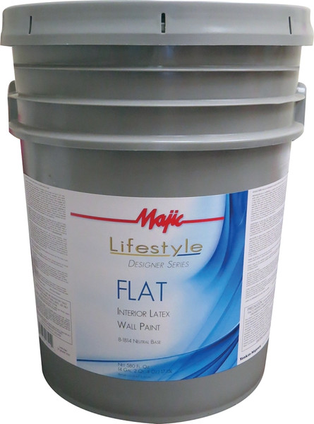 Majic Paints 8-1814-5 Interior Paint, Flat, Neutral, 5 gal, Can, Latex Base, Resists: Spatter [SKU: ORG2742617]