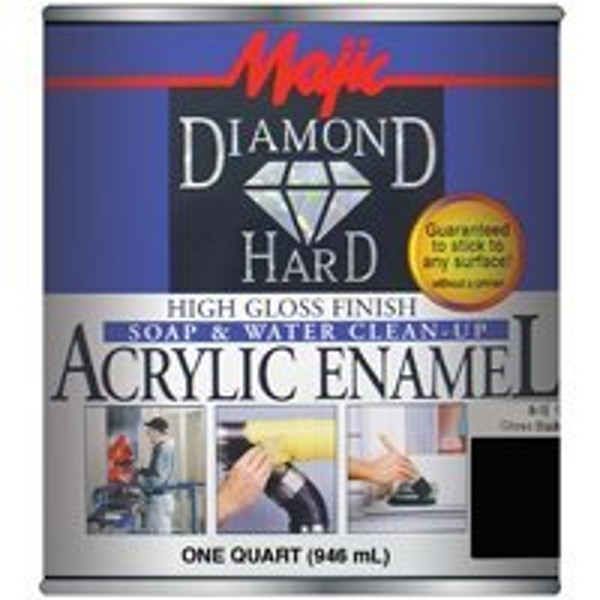 Majic Paints Diamondhard 8-1500 Series 8-1501-2 Enamel Paint, Gloss, Black, 1 qt, Can, Water Base [SKU: ORG1772268]