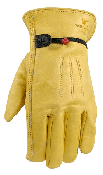 Wells Lamont 1132XX Adjustable Work Gloves, Men's, 2XL, Keystone Thumb, Cowhide Leather, Gold/Yellow [SKU: ORG7382302]