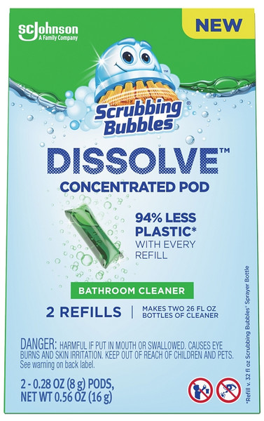 Scrubbing Bubbles Dissolve 00047 Concentrated Bathroom Cleaner Refill, 0.28 oz, Dissolve Pod, Marine, Ozone [SKU: ORG2362168]