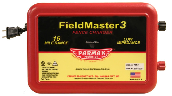 Parmak VM3/FM3 Electric Fence Charger, 0.99 to 2.5 J Output Energy, 110/120 V [SKU: ORG4338810]