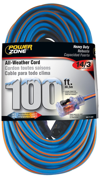 PowerZone Extension Cord, 14 AWG Cable, 5-15P Grounded Plug, 5-15R Grounded Receptacle, 25 ft L, 13 A, 125 V [SKU: ORG7712532]