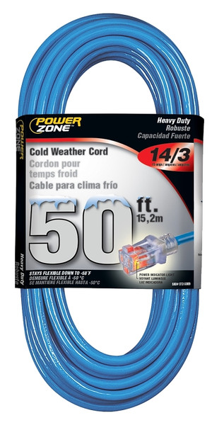 PowerZone Extension Cord, 14 AWG Cable, 5-15P Grounded Plug, 5-15R Grounded Receptacle, 50 ft L, 15 A, 125 V [SKU: ORG3725009]