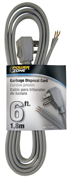 PowerZone OR210606 Power Cord, 6 ft L, 13 A, 125 V, Gray [SKU: ORG7758576]