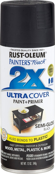 RUST-OLEUM PAINTER'S Touch 249061 Semi-Gloss Spray Paint, Semi-Gloss, Black, 12 oz, Aerosol Can [SKU: ORG4028197]