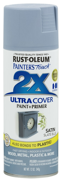 RUST-OLEUM PAINTER'S Touch 249066 Satin Spray Paint, Satin, Slate Blue, 12 oz, Aerosol Can [SKU: ORG5622394]
