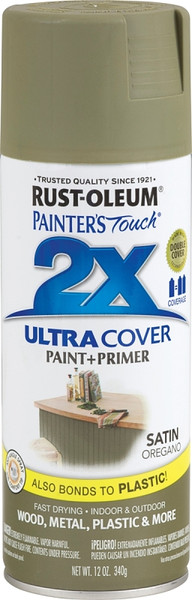 RUST-OLEUM PAINTER'S Touch 249069 Satin Spray Paint, Satin, Oregano, 12 oz, Aerosol Can [SKU: ORG8738361]