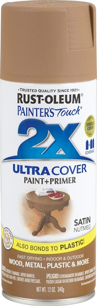 RUST-OLEUM PAINTER'S Touch 249070 Satin Spray Paint, Satin, Nutmeg, 12 oz, Aerosol Can [SKU: ORG7304108]