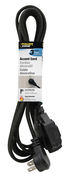 PowerZone Extension Cord, 16 AWG Cable, 9 ft L, Black [SKU: ORG5348784]