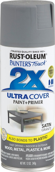 RUST-OLEUM PAINTER'S Touch 249078 Satin Spray Paint, Satin, Granite, 12 oz, Aerosol Can [SKU: ORG8176752]