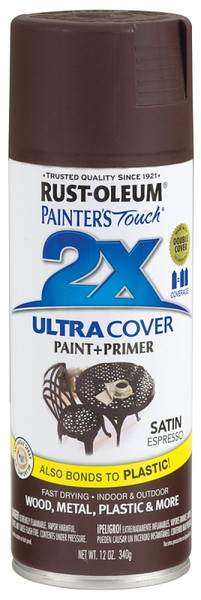 RUST-OLEUM PAINTER'S Touch 249081 Satin Spray Paint, Satin, Espresso, 12 oz, Aerosol Can [SKU: ORG3929957]