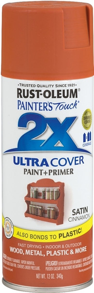 RUST-OLEUM PAINTER'S Touch 249084 Satin Spray Paint, Satin, Cinnamon, 12 oz, Aerosol Can [SKU: ORG3861507]
