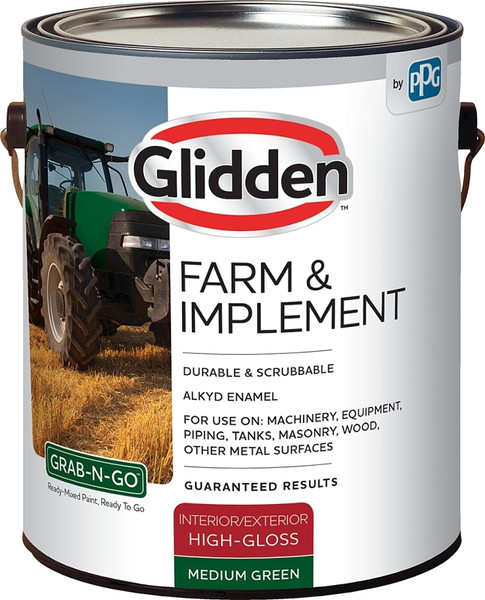 Glidden GLFIIE50GR-01 Exterior Paint, High-Gloss, Medium Green, 1 gal [SKU: ORG5485008]