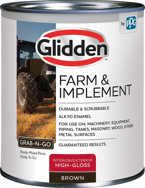 Glidden Grab-N-Go Farm and Implement GLFIIE50 Series GLFIIE50BR/04 Enamel Paint, High-Gloss, Brown, 4 qt [SKU: ORG5484993]