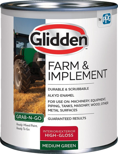 Glidden Grab-N-Go Farm and Implement GLFIIE50 Series GLFIIE50GR/04 Enamel Paint, High-Gloss, Medium Green, 4 qt [SKU: ORG5485016]