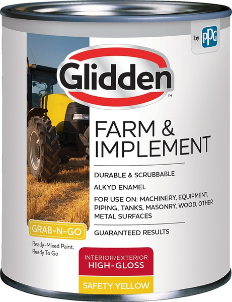 Glidden GLFIIE50YE-04 Exterior Paint, High-Gloss, Safety Yellow, 1 qt [SKU: ORG5485156]