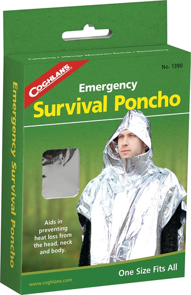 COGHLAN'S 1390 Emergency Survival Poncho, Metallized Aluminum/Polyethylene [SKU: ORG3432473]