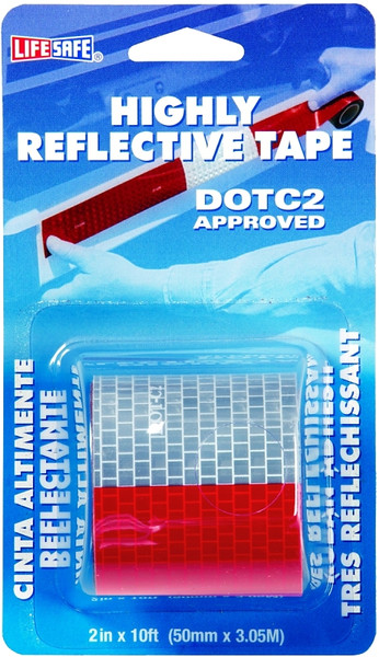 INCOM RE2110 Reflective Tape, 10 ft L, 2 in W, Red/Silver [SKU: ORG6225981]