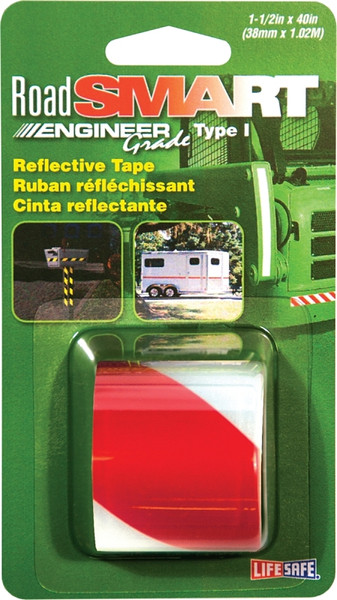 INCOM RE821 Reflective Tape, 40 in L, 1-1/2 in W, Red/Silver [SKU: ORG3060324]