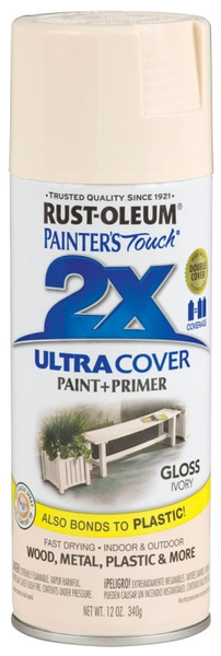 RUST-OLEUM PAINTER'S Touch 249110 Gloss Spray Paint, Gloss, Ivory, 12 oz, Aerosol Can [SKU: ORG1221837]