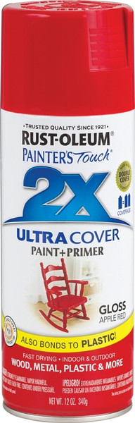 RUST-OLEUM PAINTER'S Touch 249124 Gloss Spray Paint, Gloss, Apple Red, 12 oz, Aerosol Can [SKU: ORG2776649]