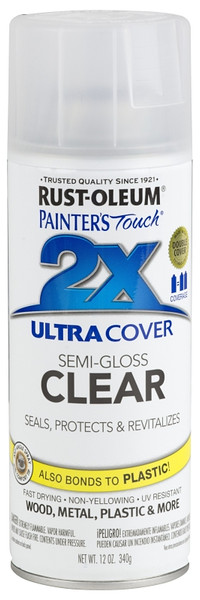 RUST-OLEUM PAINTER'S Touch 249859 Clear Spray Paint, Semi-Gloss, Clear, 12 oz, Aerosol Can [SKU: ORG7397805]