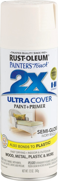 RUST-OLEUM PAINTER'S Touch 249860 Semi-Gloss Spray Paint, Semi-Gloss, Ivory Bisque, 12 oz, Aerosol Can [SKU: ORG7216666]