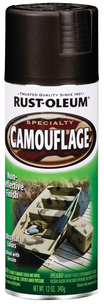 RUST-OLEUM 1916830 Camouflage Spray Paint, Ultra Flat, Black, 12 oz, Aerosol Can [SKU: ORG5308838]