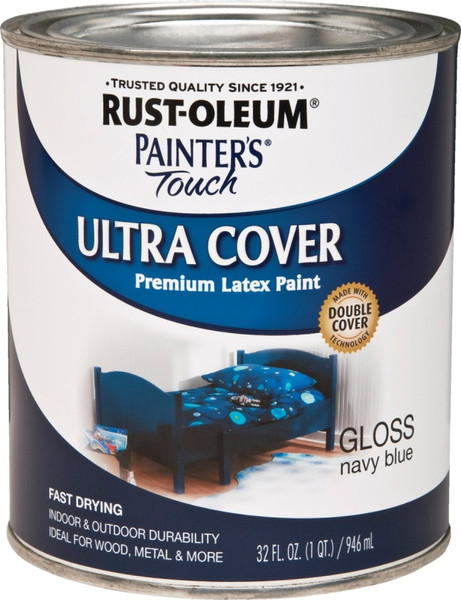 Painter's Touch Ultra Cover 1922502 Interior Paint, Gloss, Navy Blue, 1 qt, Can, Resists: Chip, Fade, Water Base [SKU: ORG1785336]
