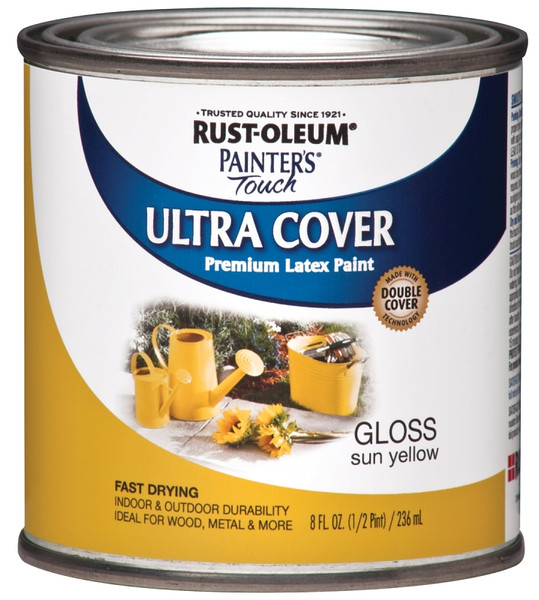 Painter's Touch Ultra Cover 1945730 Interior Paint, Gloss, Sun Yellow, 0.5 pt, Can, Resists: Chip, Fade, Water Base [SKU: ORG4973848]