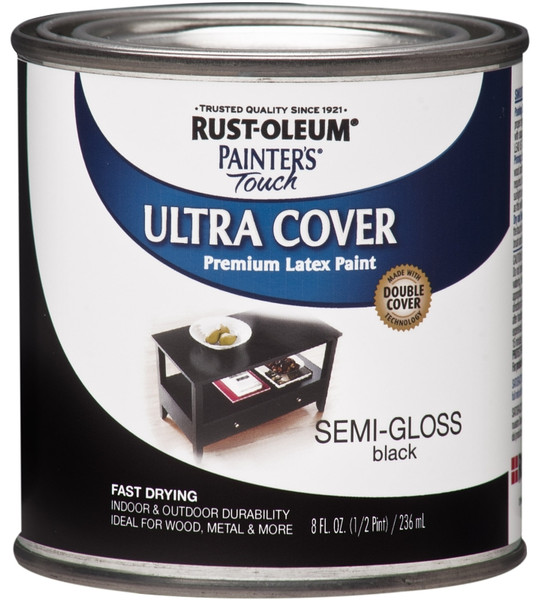 Painter's Touch Ultra Cover 1974730 Interior Paint, Semi-Gloss, Black, 0.5 pt, Can, Resists: Chip, Fade, Water Base [SKU: ORG6645790]