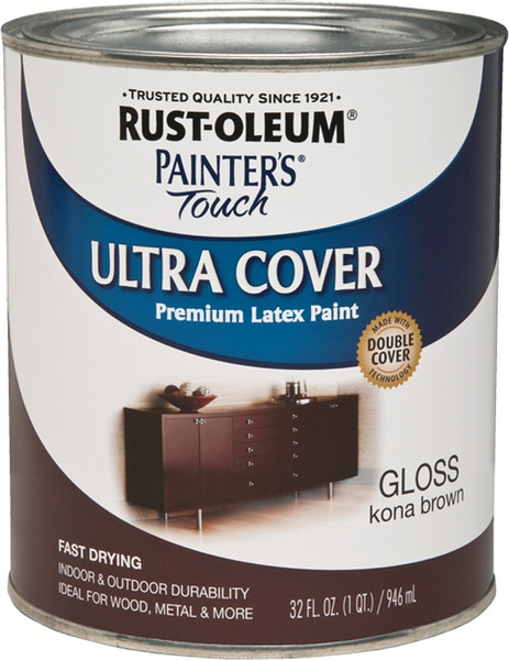 Painter's Touch Ultra Cover 1977502 Interior Paint, Gloss, Kona Brown, 1 qt, Can, Resists: Chip, Fade, Water Base [SKU: ORG8727224]