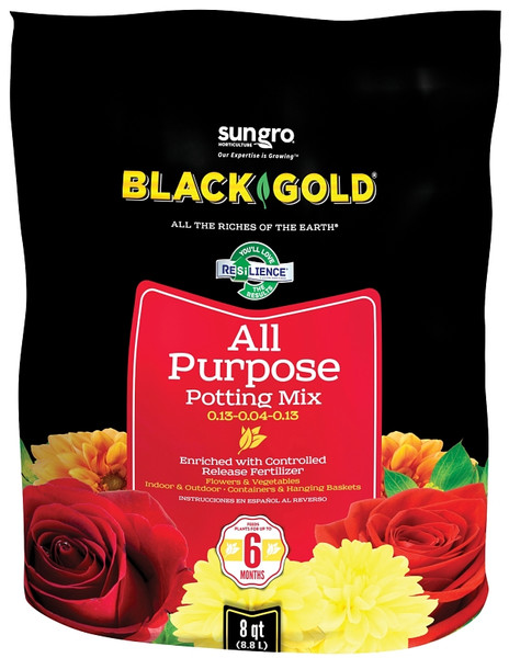 sun gro BLACK GOLD 1410102 8.00 QT P Potting Mix, Granular, Brown/Earthy, 240 Bag [SKU: ORG9586454]