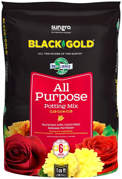 sun gro BLACK GOLD 1410102 1.0 CFL P Potting Mix, 1 cu-ft Coverage Area, Granular, Brown/Earthy, 70 Bag [SKU: ORG9586470]
