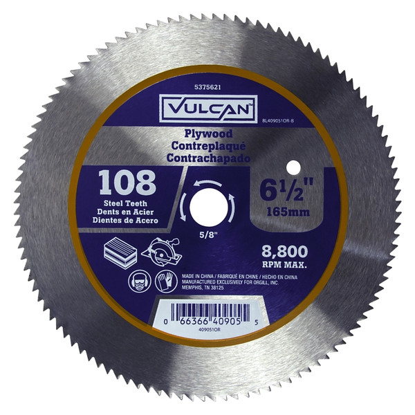 Vulcan 409051OR Circular Saw Blade, 6-1/2 in Dia, 5/8 and 13/16 Diamond in Arbor [SKU: ORG5375621]