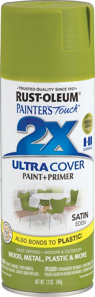 RUST-OLEUM PAINTER'S Touch 257418 Satin Spray Paint, Satin, Eden, 12 oz, Aerosol Can [SKU: ORG7448988]