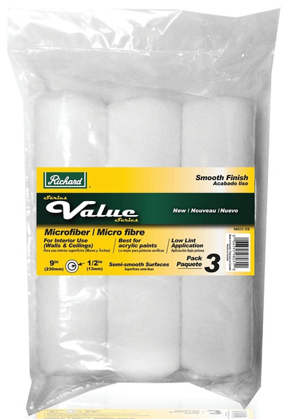 HYDE 98031-US Paint Roller Cover, 1/2 in Thick Nap, 9 in L, Microfiber Cloth Cover [SKU: ORG7120520]