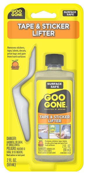 Goo Gone 2104 Tape and Sticker Lifter, 2 oz Bottle, Liquid, Citrus, Yellow [SKU: ORG6604201]