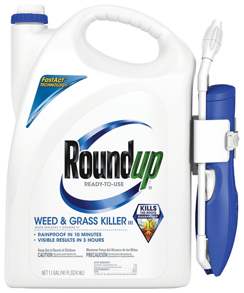 Roundup 5109010 Weed and Grass Killer, Liquid, Wand Spray Application, 1.1 gal Bottle [SKU: ORG7380454]