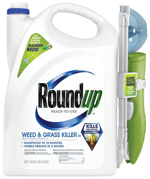 Roundup 5200510 Weed and Grass Killer, Liquid, Spray Application, 1.33 gal Bottle [SKU: ORG7379779]