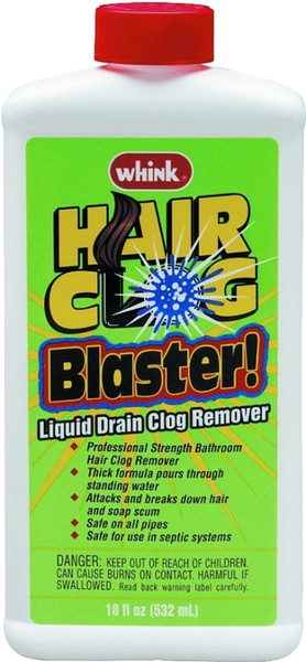 Whink 06216 Hair Clog Blaster, Liquid, Clear, Bleach, 18 oz Bottle [SKU: ORG4692976]