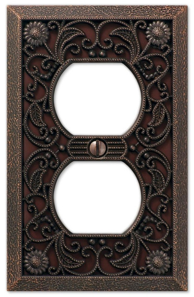 Amerelle 65DDB Wallplate, 4-1/2 in L, 2-13/16 in W, 1 -Gang, Metal, Aged Bronze [SKU: ORG1075050]