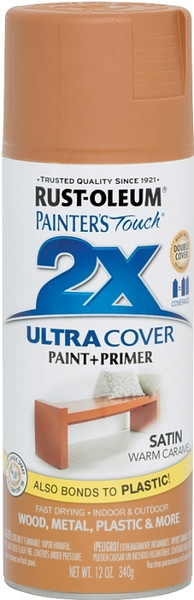 RUST-OLEUM PAINTER'S Touch 267118 Enamel Spray Paint, Satin, Warm Caramel, 12 oz, Aerosol Can [SKU: ORG7058761]
