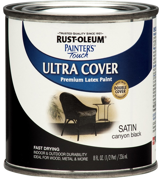RUST-OLEUM PAINTER'S Touch 267249 Multi-Purpose Latex Enamel, Satin, Canyon Black, 0.5 pt [SKU: ORG7448145]