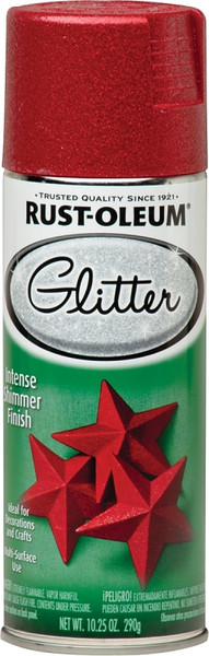RUST-OLEUM 268045 Glitter Spray Paint, Shimmer, Red, 10.25 oz, Aerosol Can [SKU: ORG6273627]