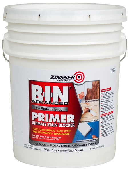 ZINSSER B-I-N 270978 Advanced Synthetic Primer, Flat, Matte, White, 5 gal, Pail [SKU: ORG7223654]