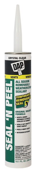 DAP Seal-N-Peel 18351 Weatherstrip Sealant, Clear, 40 to 100 deg F, 10.1 oz Cartridge [SKU: ORG7137425]