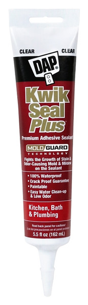 DAP 18546 Adhesive Sealant, Clear, 24 hr Curing, -20 to 180 deg F, 5.5 oz Tube [SKU: ORG6737993]